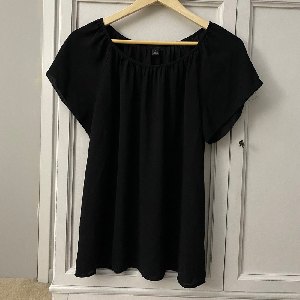 Black short sleeve blouse